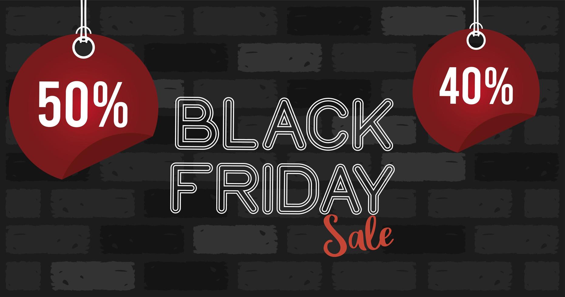 black friday sale banner with lettering in wall vector