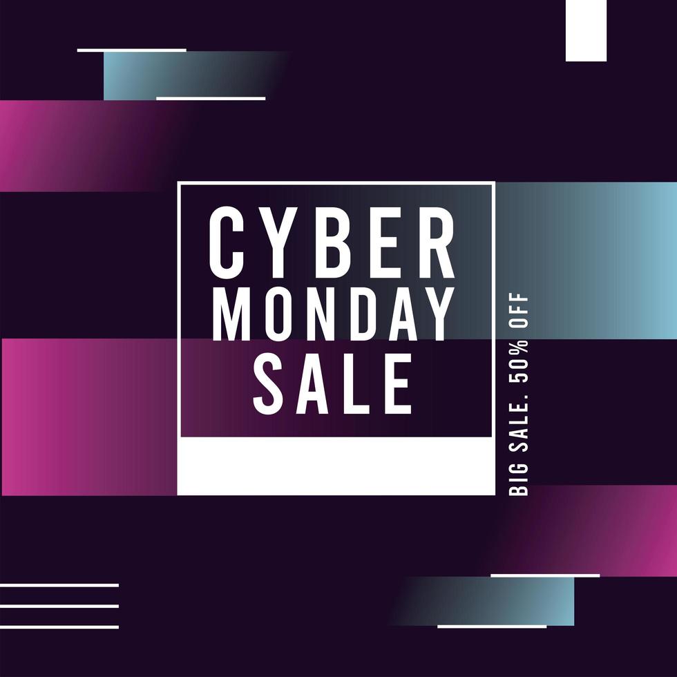 cyber monday sale poster with square frame vector