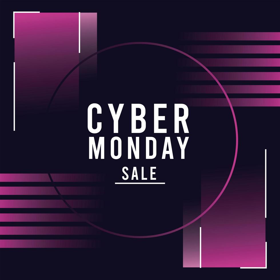 cyber monday sale poster with circular frame vector
