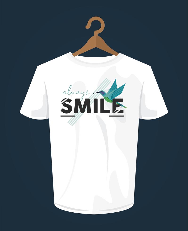 smile word shirt with bird vector