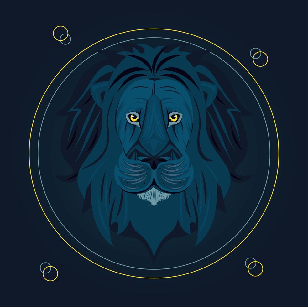 cabeza de león en marco circular vector