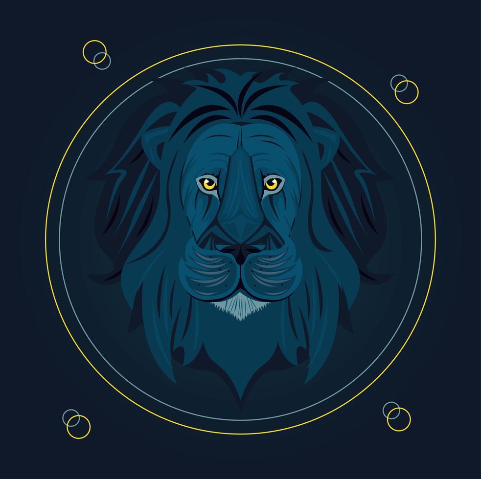 head of lion in circular frame vector