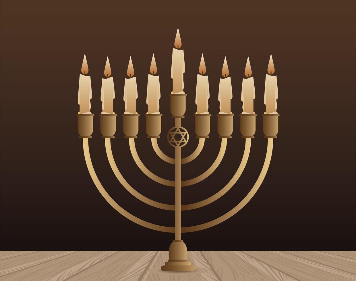 feliz celebración de hanukkah con candelabro vector