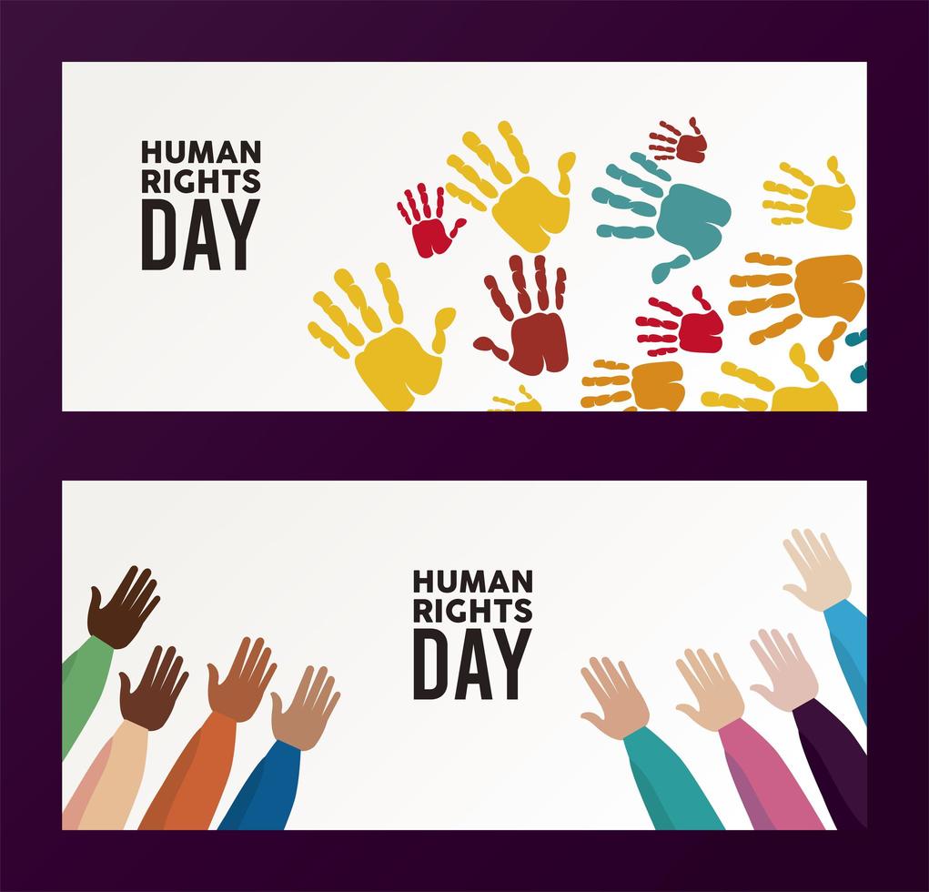 human rights day poster with hand color prints vector