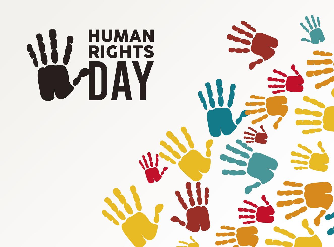 cartel del día de los derechos humanos con impresiones en color a mano vector