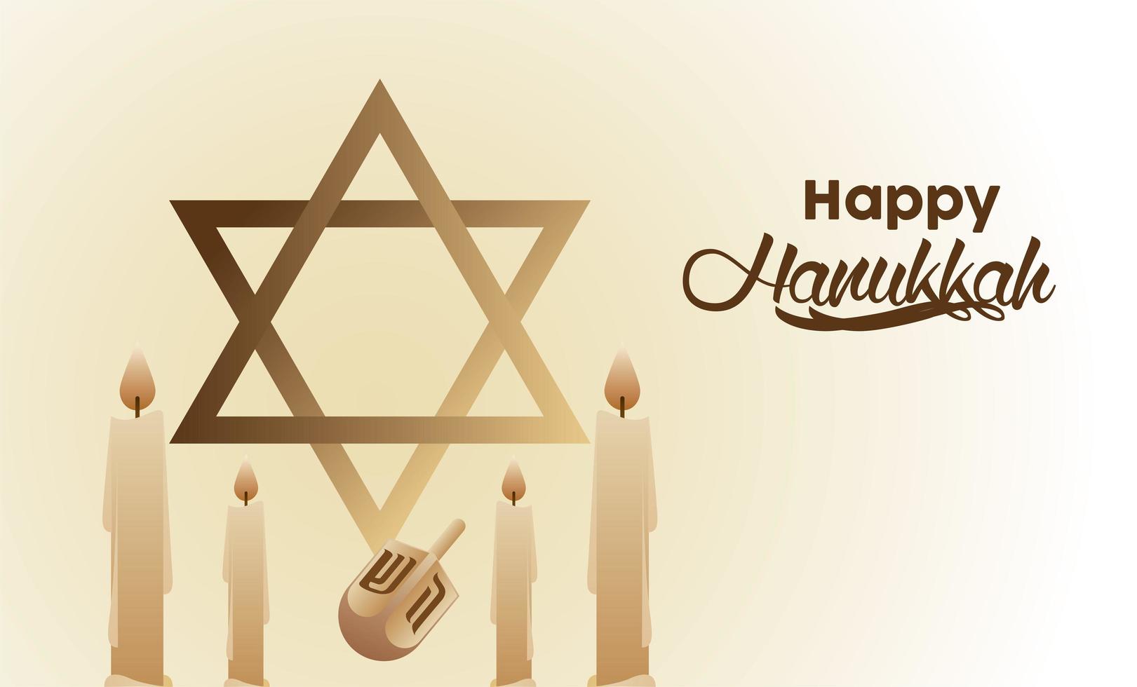 happy hanukkah celebration with jewish star and candles vector