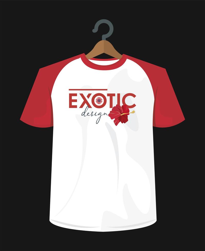 estampado de camisa exótica con flor roja vector