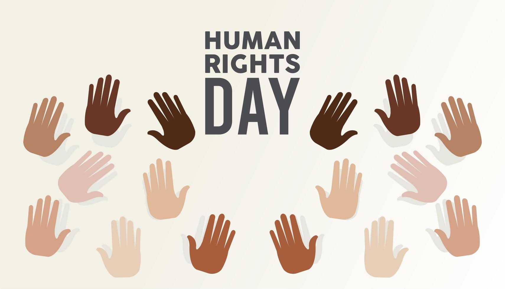 human rights day poster with interracial hands vector