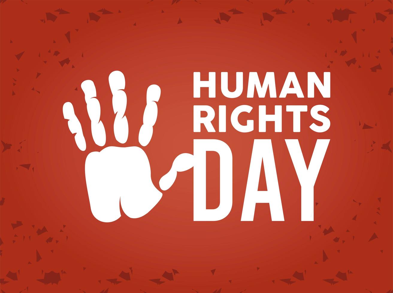 human rights day poster with hand print vector