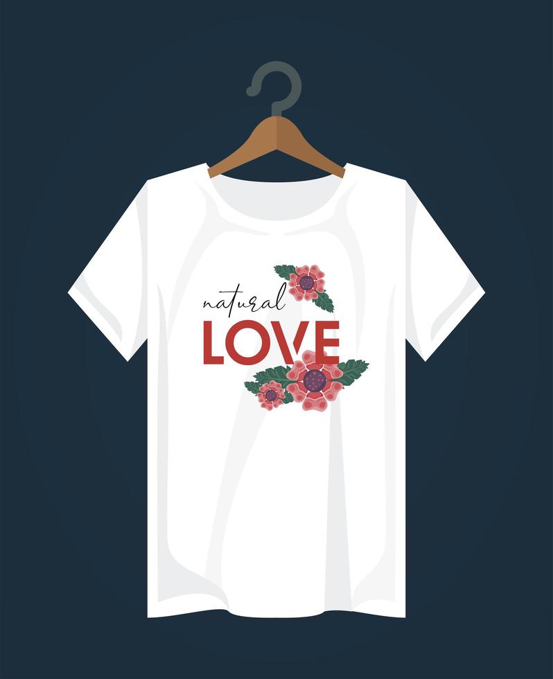 love shirt print with flowers vector