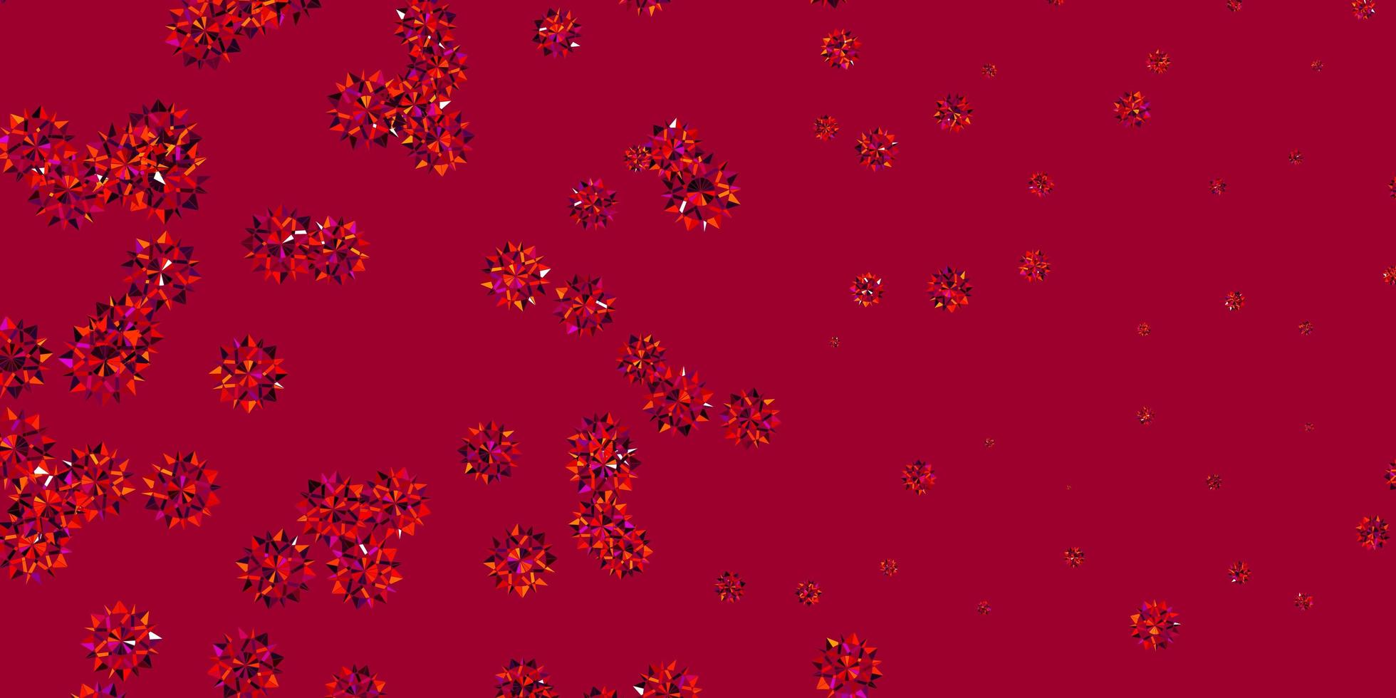 Fondo de vector de color rosa claro, amarillo con copos de nieve de Navidad.