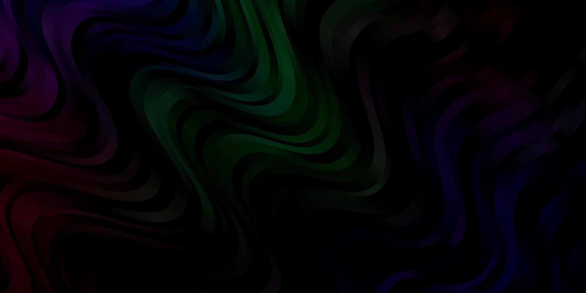 Dark Multicolor vector background with curved lines.