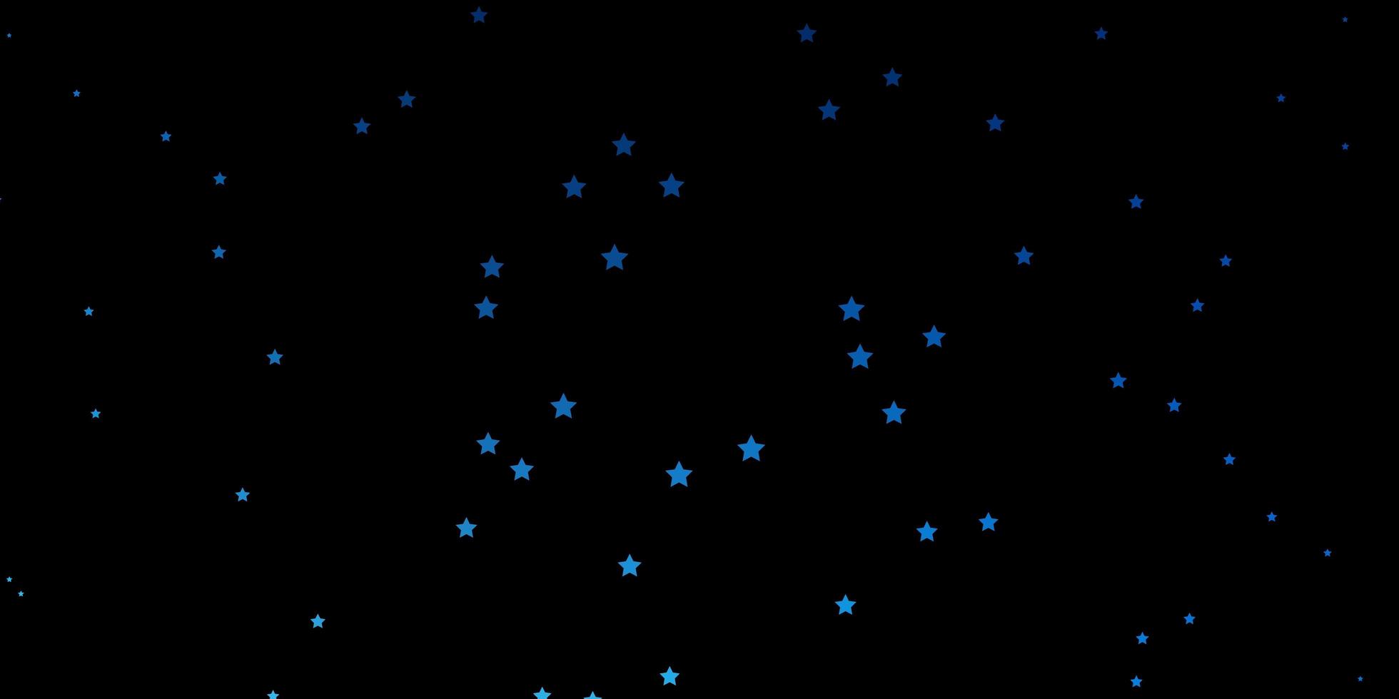 Dark BLUE vector background with small and big stars.