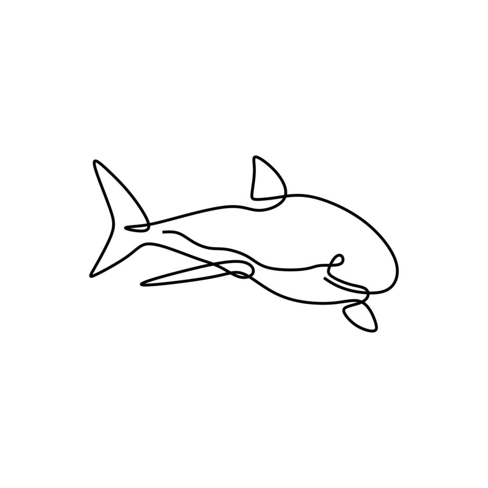 Shark fish, one line drawing design silhouette. Logo vector illustration, good for emblem, poster, tattoo with minimalism style.