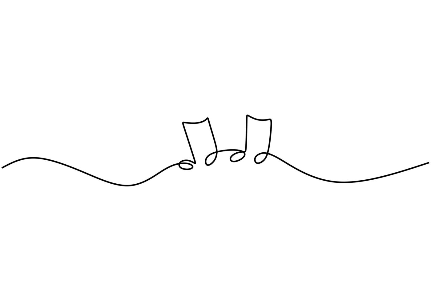 Ilustración de vector de nota completa, estilo de dibujo de arte de una sola línea continua. signo de minimalismo y símbolo de la música.