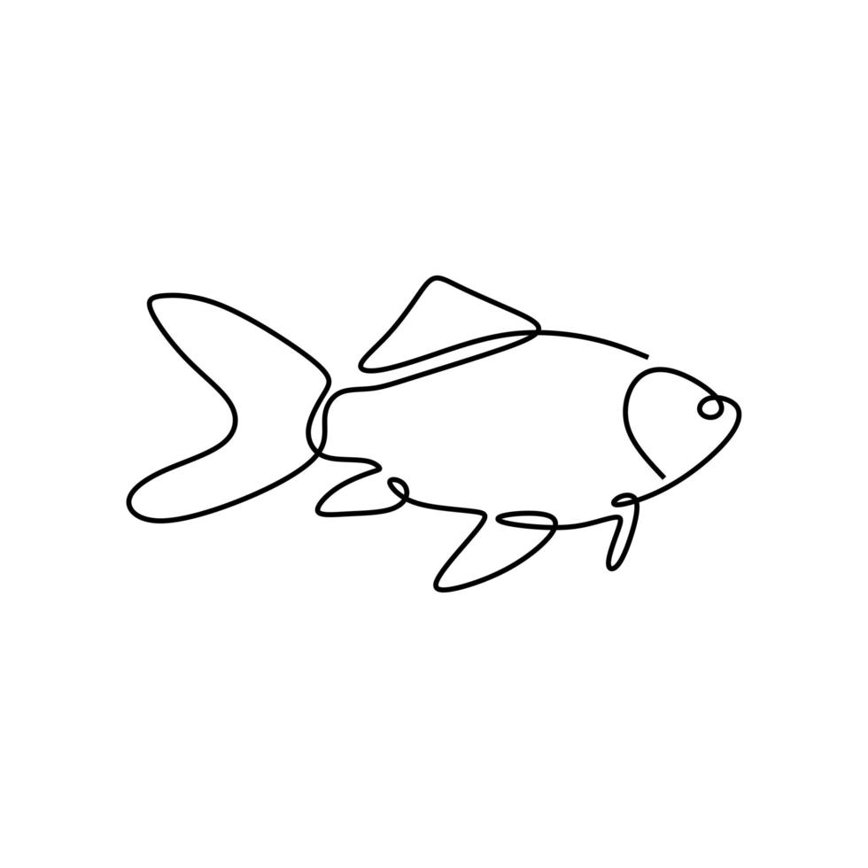 dibujo de una línea de pescado. vector