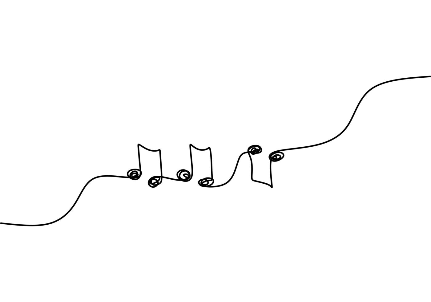 whole note vector illustration, single one continuous line art drawing style. Minimalism sign and symbol of music.