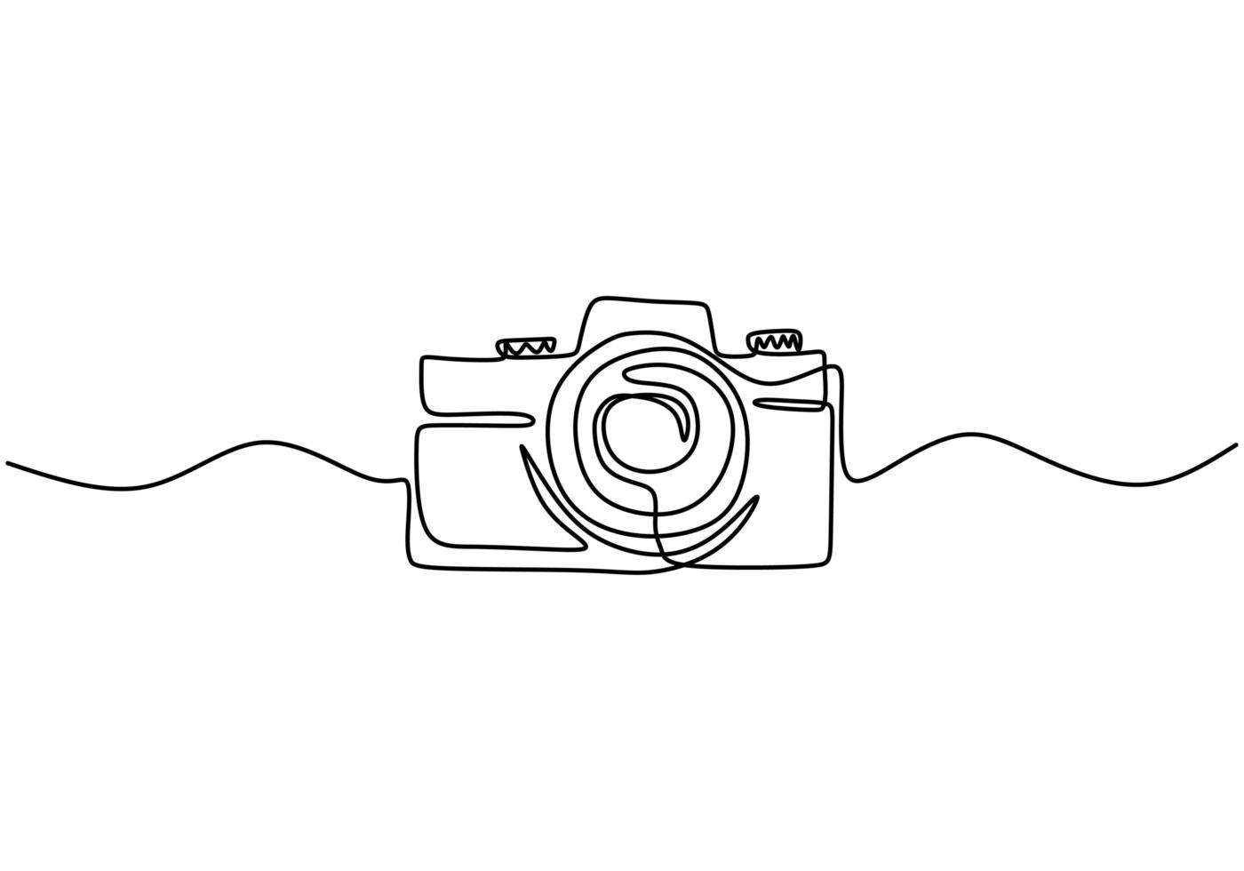 diseño de cámara digital de una línea. estilo minimalista dibujado a mano, ilustración de vector de gadget de tecnología.