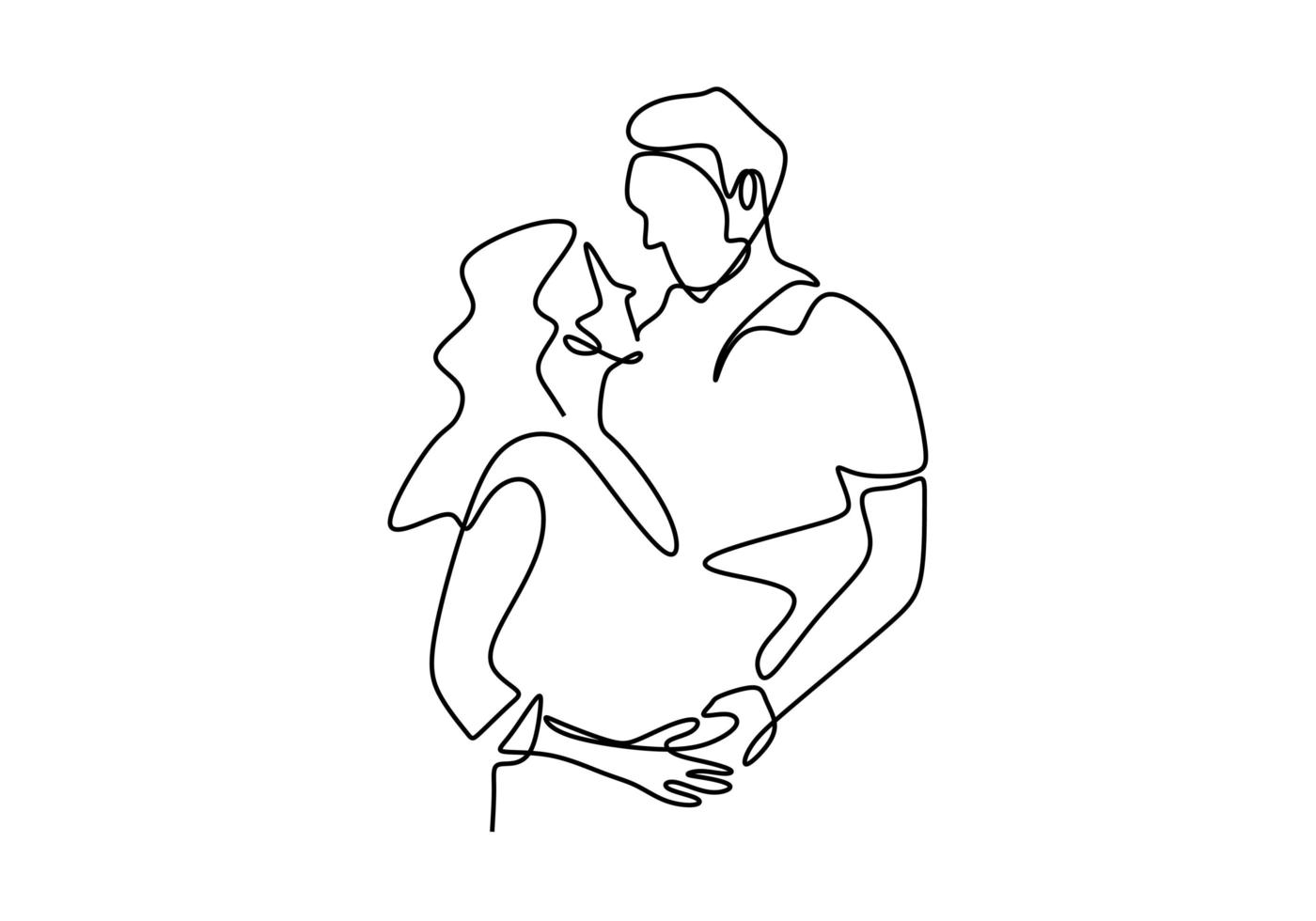 Continuous one line drawing. Loving couple woman and man in love relationship. Vector illustration, minimalism style.