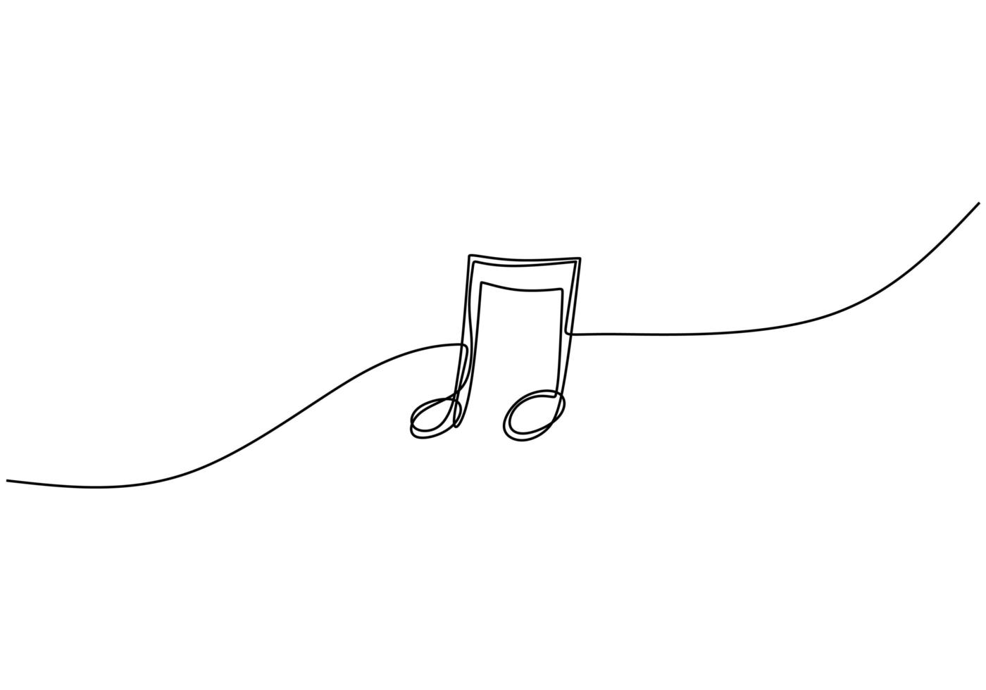 dibujo continuo de una línea. Ilustración de vector de símbolo de música. estilo minimalista aislado sobre fondo blanco.