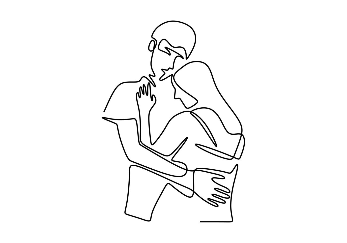 Man and Woman Line Art Couple Hugging Line Art Relationship 