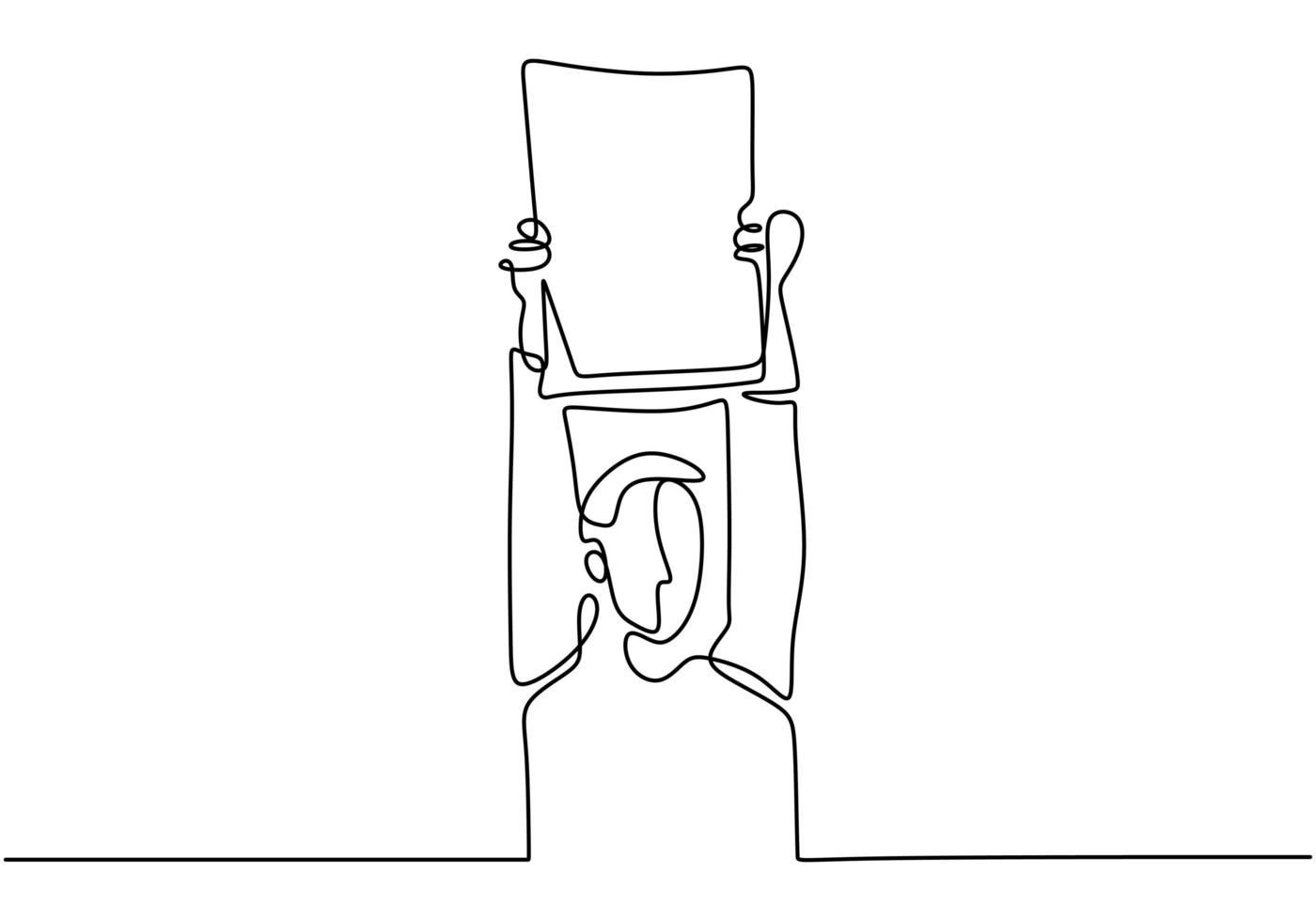 manifestante hombre simple ilustración vectorial en blanco y negro. un dibujo de línea continua, ilustración vector