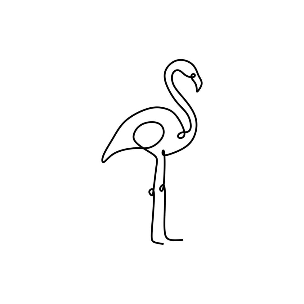 Flamingo dibujo lineal simple, continuo con una sola mano dibujada. estilo de minimalismo de ilustración vectorial. vector