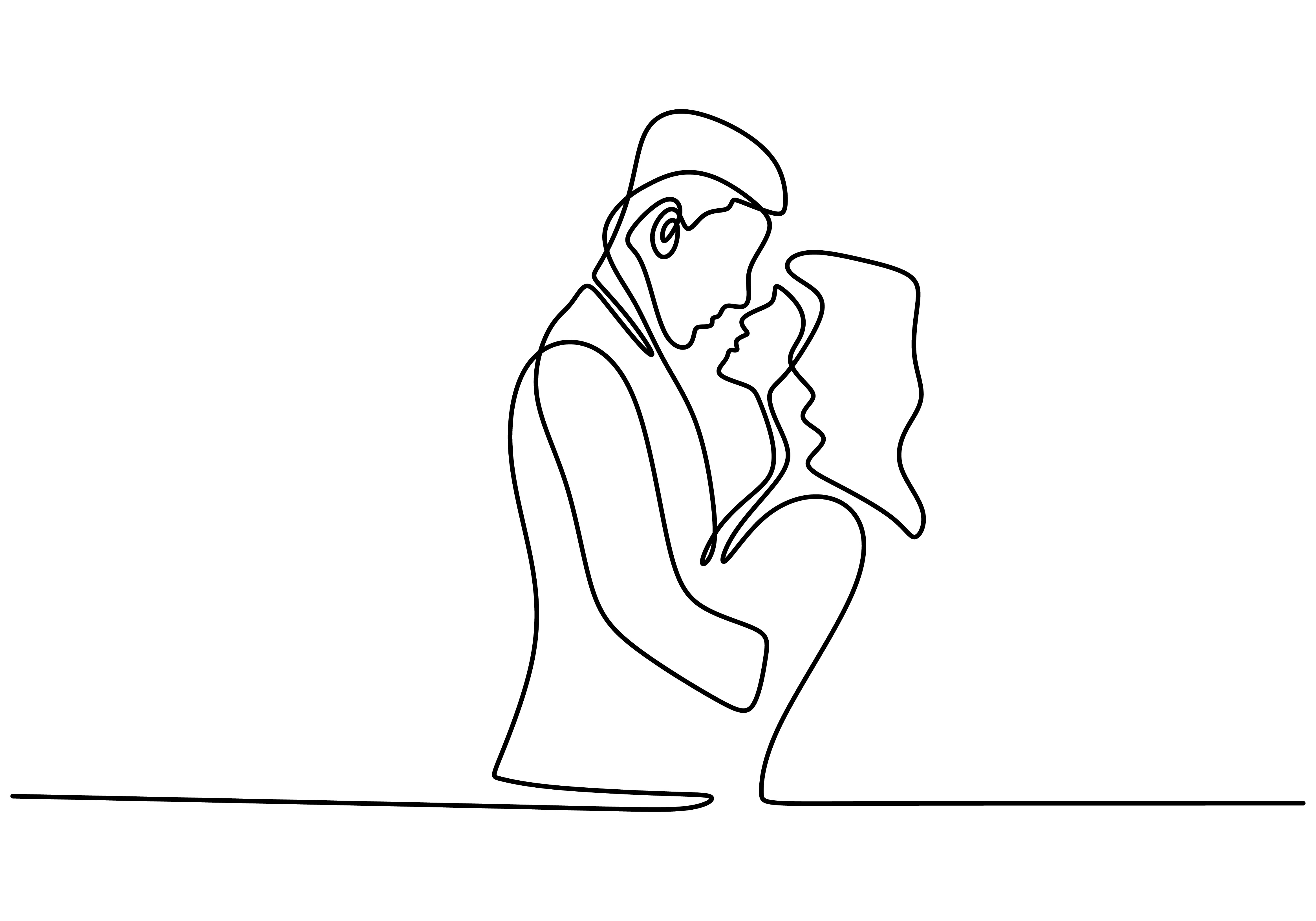 Man and Woman Line Art Couple Hugging Line Art Relationship 