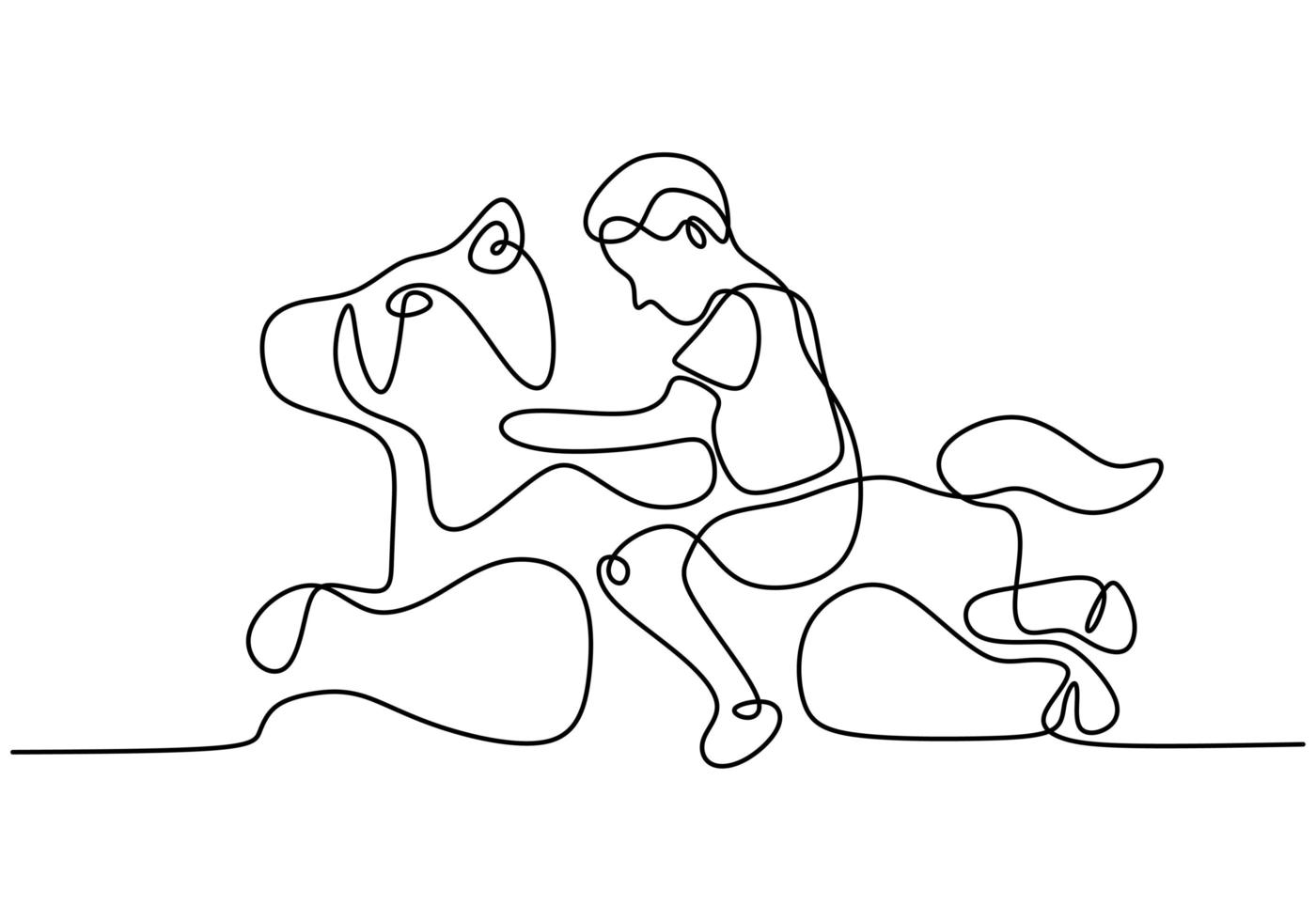 Continuous one single line drawn little children riding a carousel on a horse. Playing with horse toys. Vector illustration