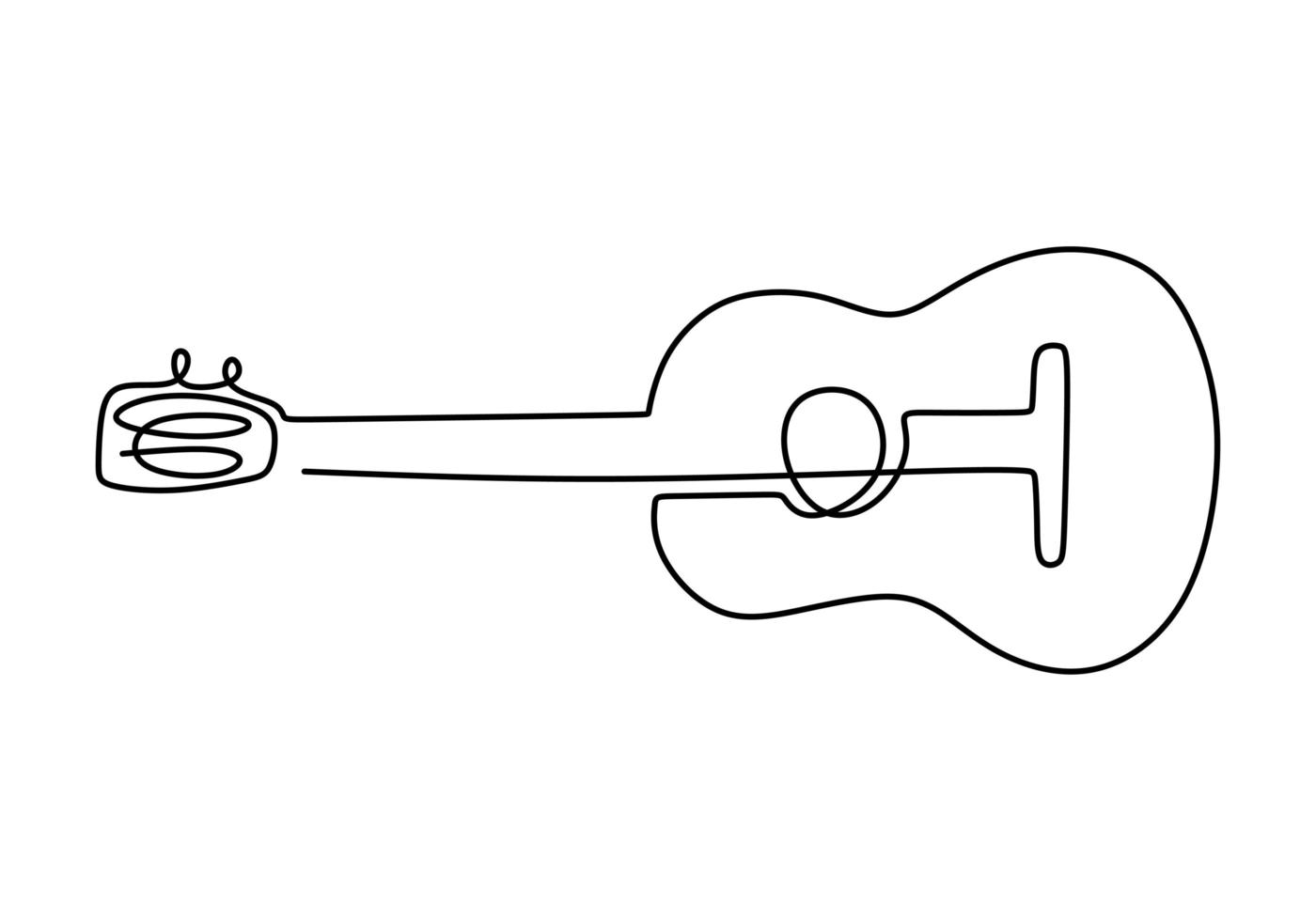 Instrumento musical de guitarra acústica. dibujo de una línea, ilustración vectorial. boceto dibujado a mano continuo minimalista. vector