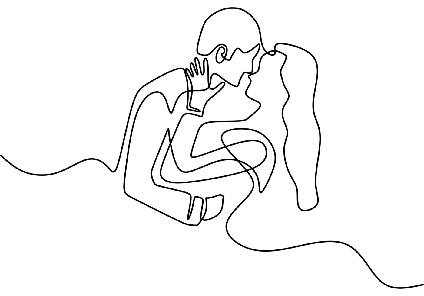 Continuous one line drawing. Loving couple woman and man in love relationship. Vector illustration, minimalism style.