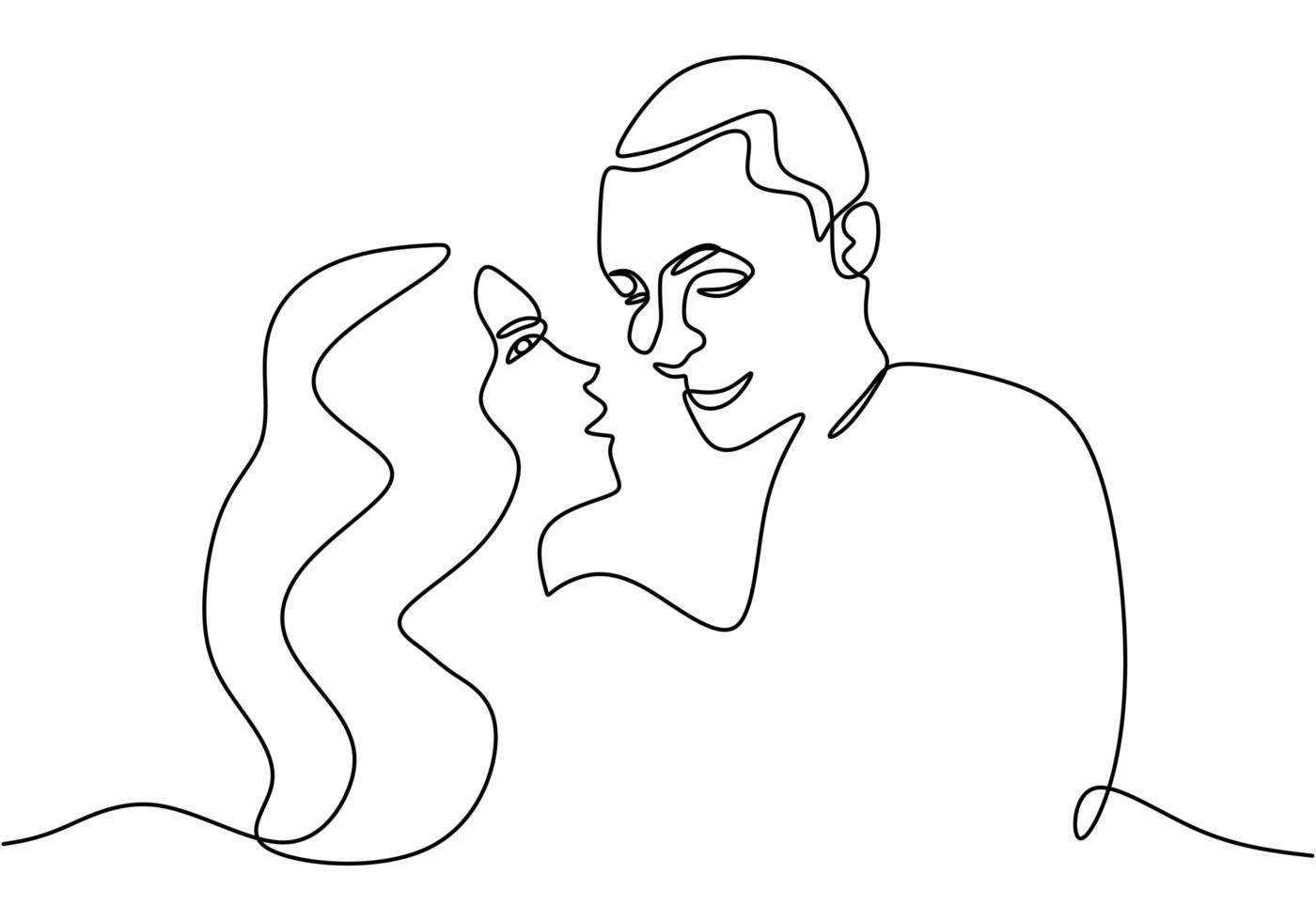 dibujo de línea continua. pareja romantica. diseño de concepto de tema de amantes. minimalismo dibujado a mano. metáfora de la ilustración de vector de amor, aislado sobre fondo blanco.