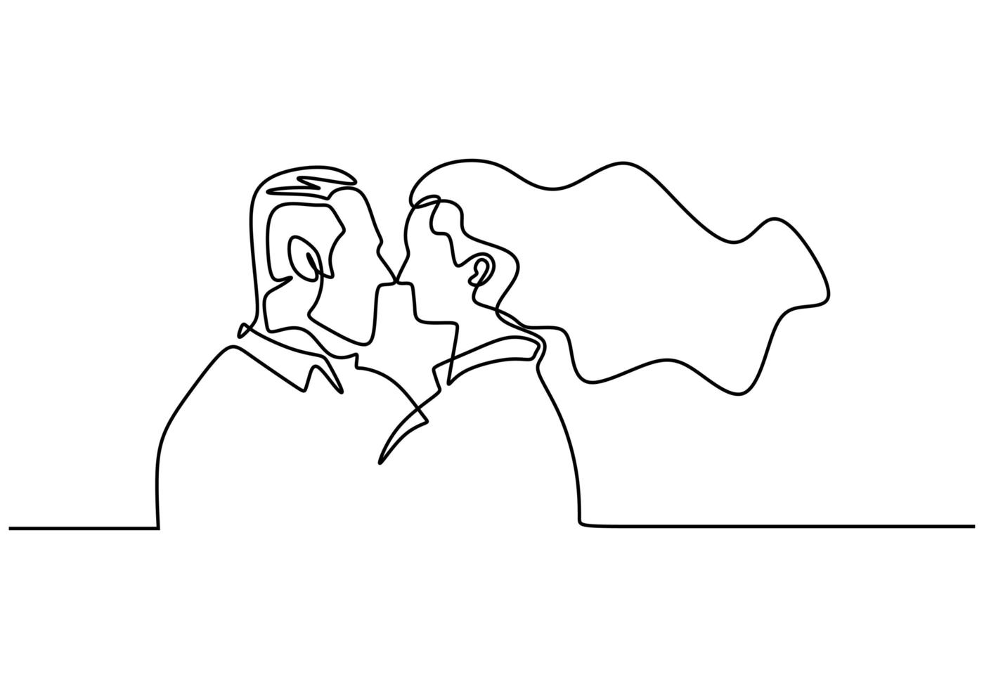 Continuous one line drawing. Loving couple woman and man in love relationship. Vector illustration, minimalism style.