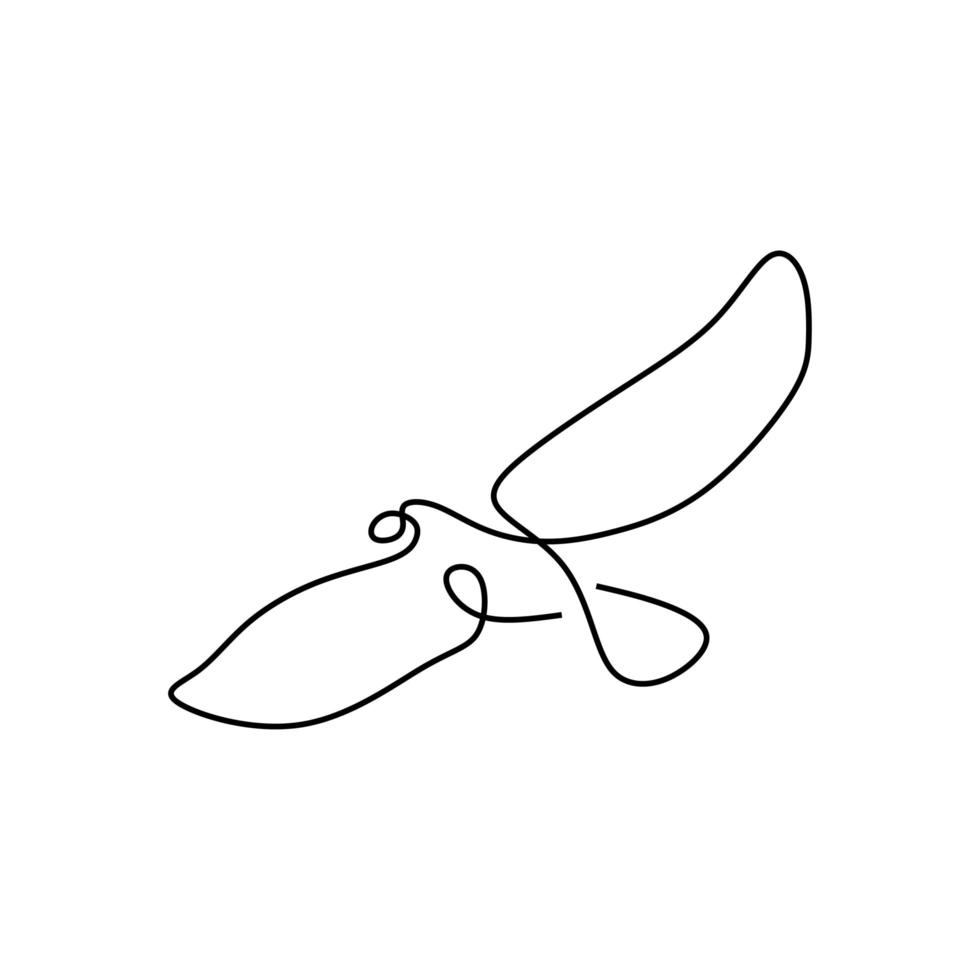 Flying bird one line drawing. Vector illustration minimalism style.