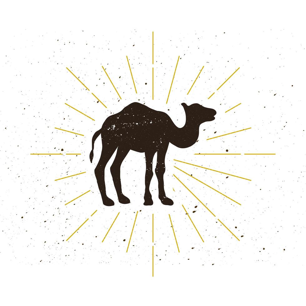 Retro camel silhouette logo vector