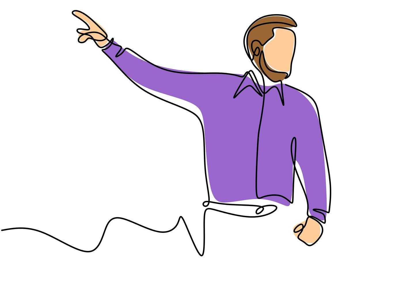 Continuous single drawn one line of person presentation standing to teaching, coaching, and presenting. vector