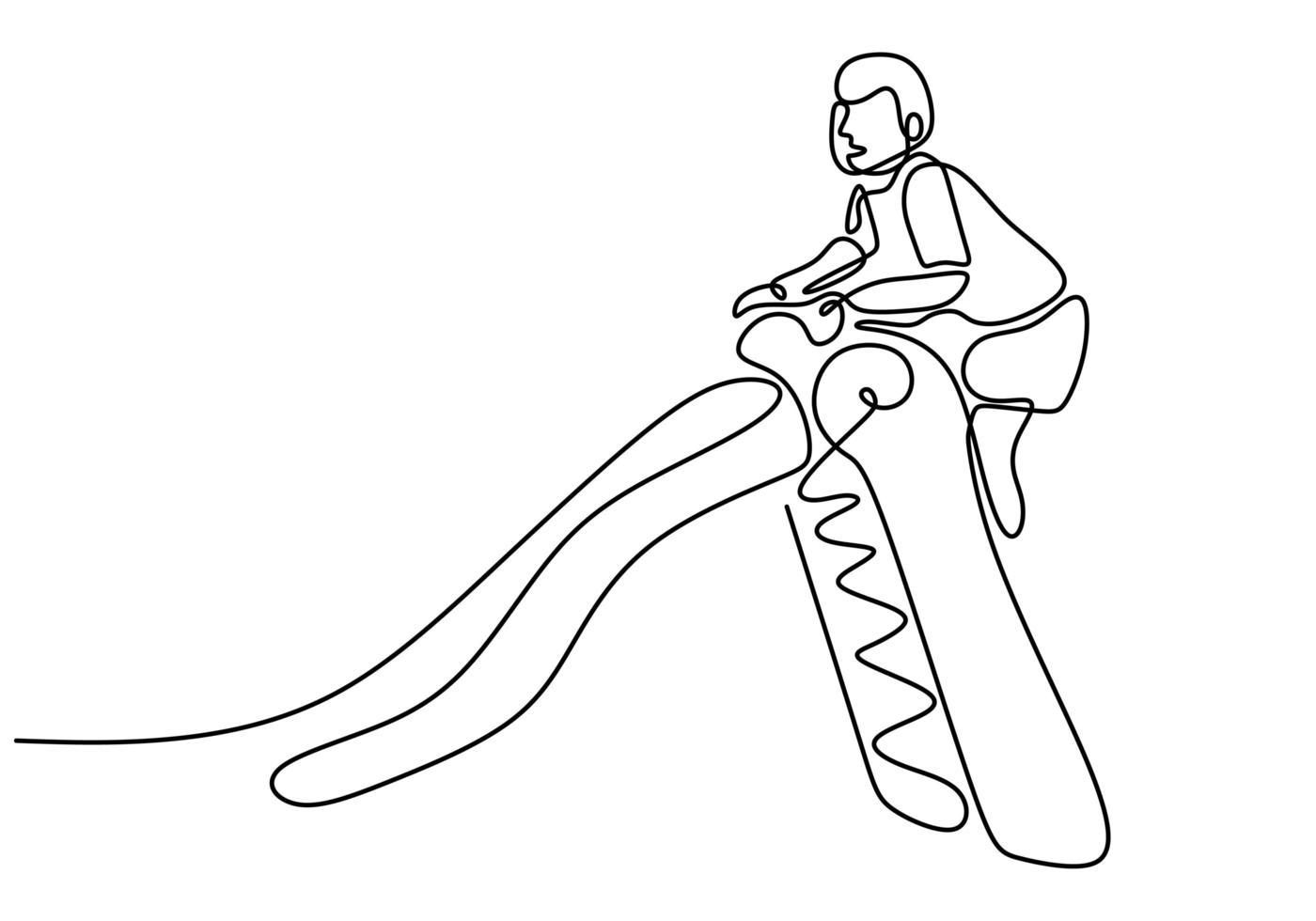 Continuous single drawn one line boy on a playground. vector