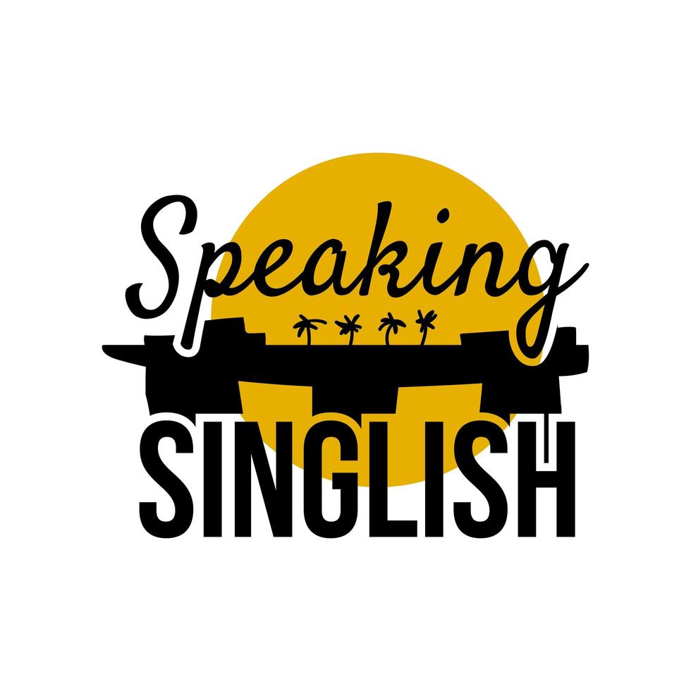 Hablando texto en inglés. símbolo elegante de vacaciones de singapur vector
