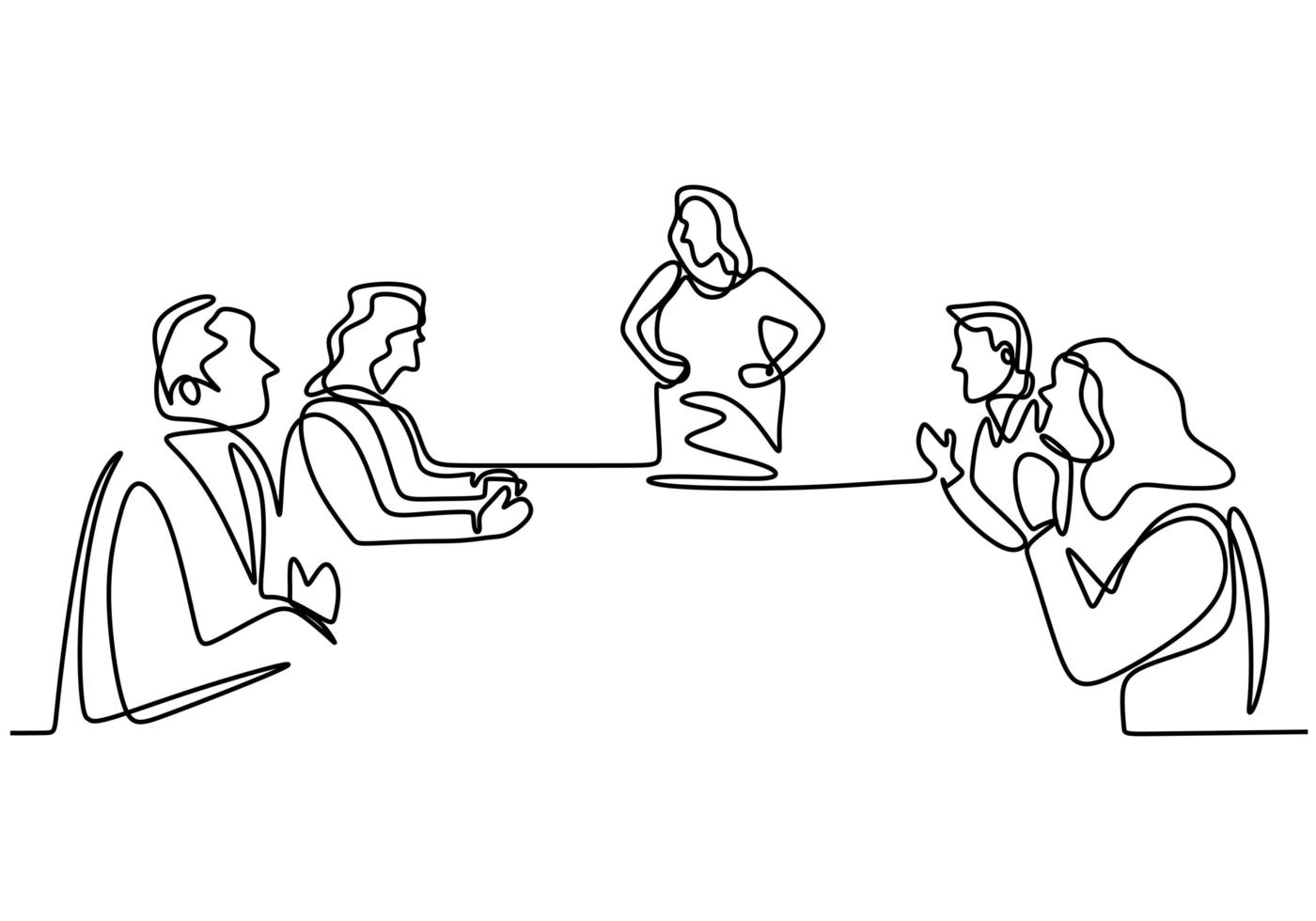 dibujo de línea continua de trabajadores de oficina en reuniones de negocios. trabajo en equipo con grupo de hombre y mujer. 1957149 Vector en Vecteezy dibujo de línea continua de trabajadores de oficina en reuniones de negocios. trabajo en equipo con grupo de hombre y mujer. 1957149 Vector en Vecteezy