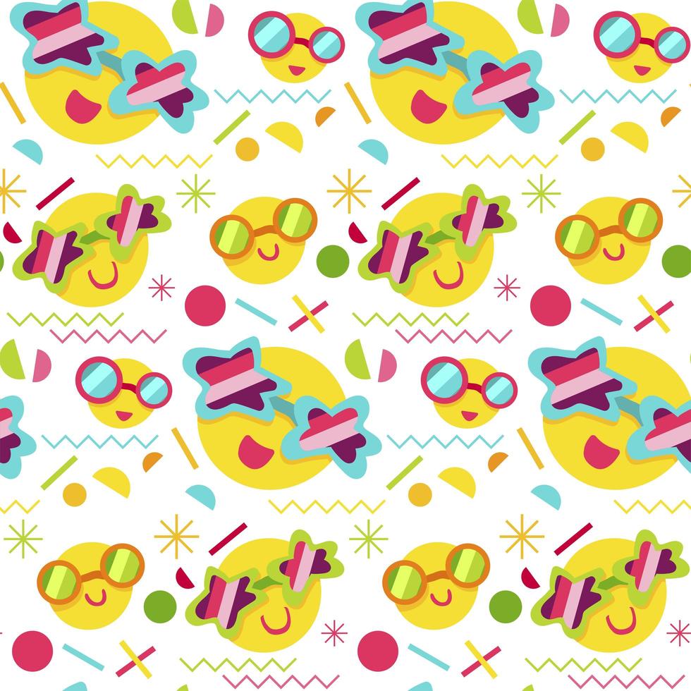 Fashion memphis bright seamless pattern with smiles 1957187 Vector Art ...