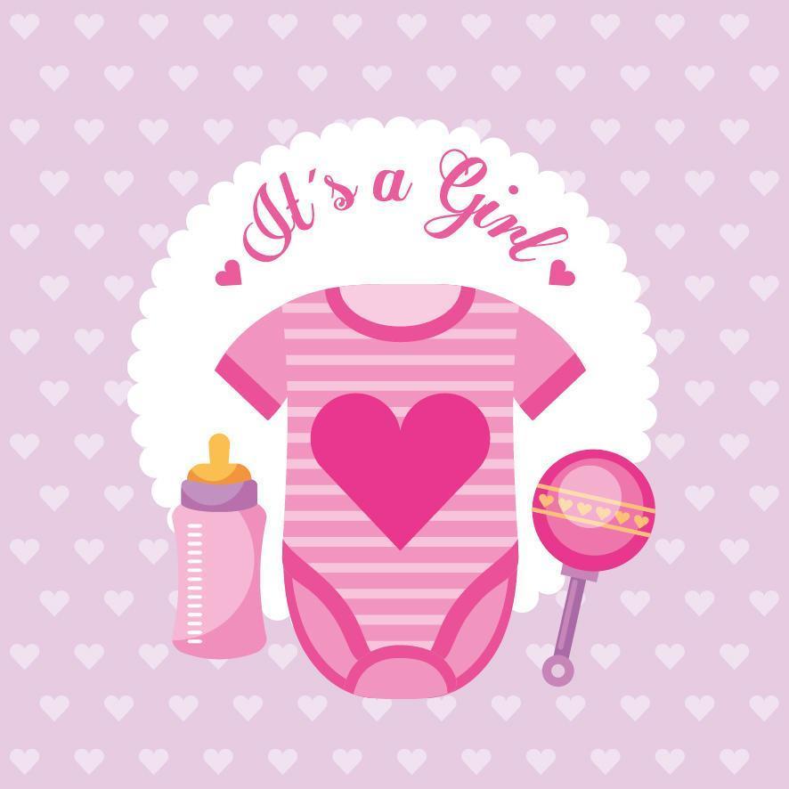 Baby shower card with cute baby clothes vector