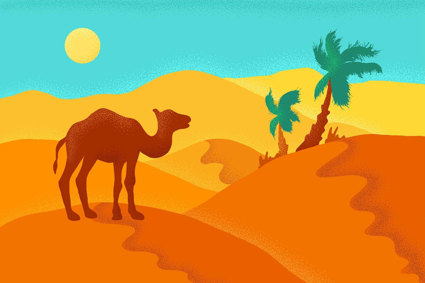 desierto de arena con camello vector