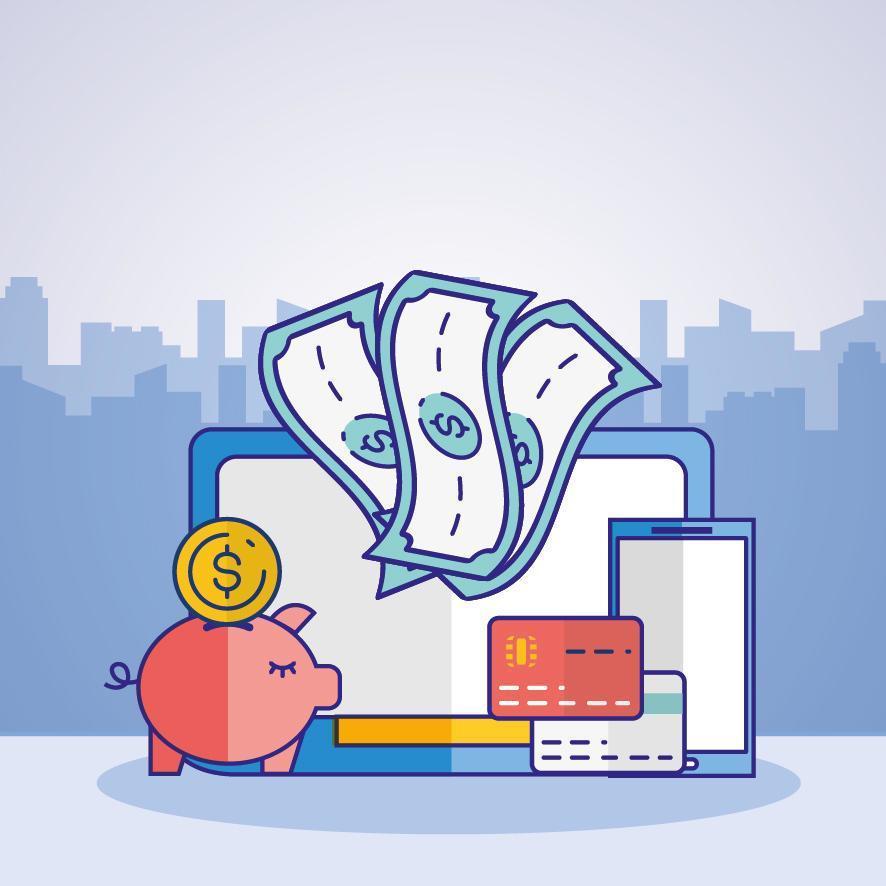 Money, finances and technology concept with laptop icon vector