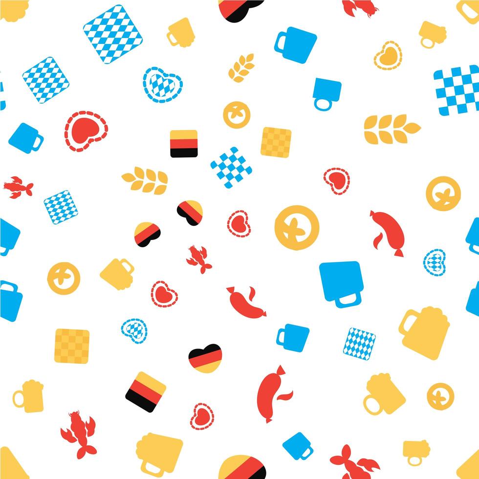 Oktoberfest Seamless Pattern With Drink and Food vector