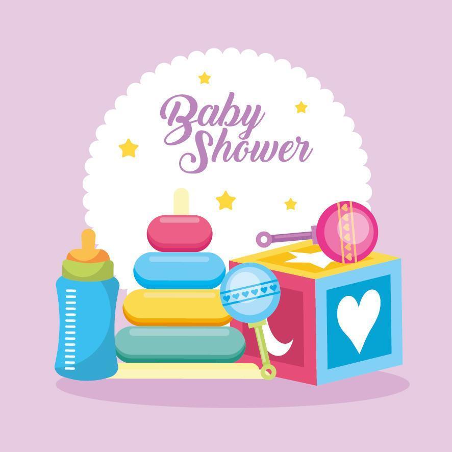 Baby shower card with cute toys vector
