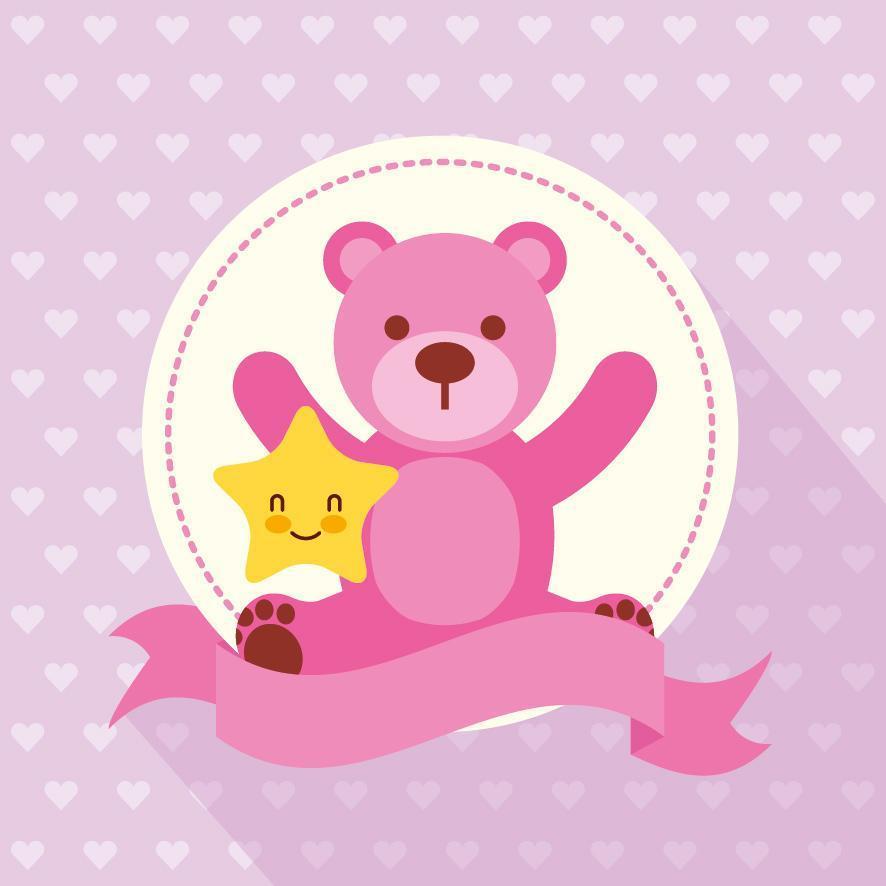 tarjeta de baby shower con lindo osito de peluche vector