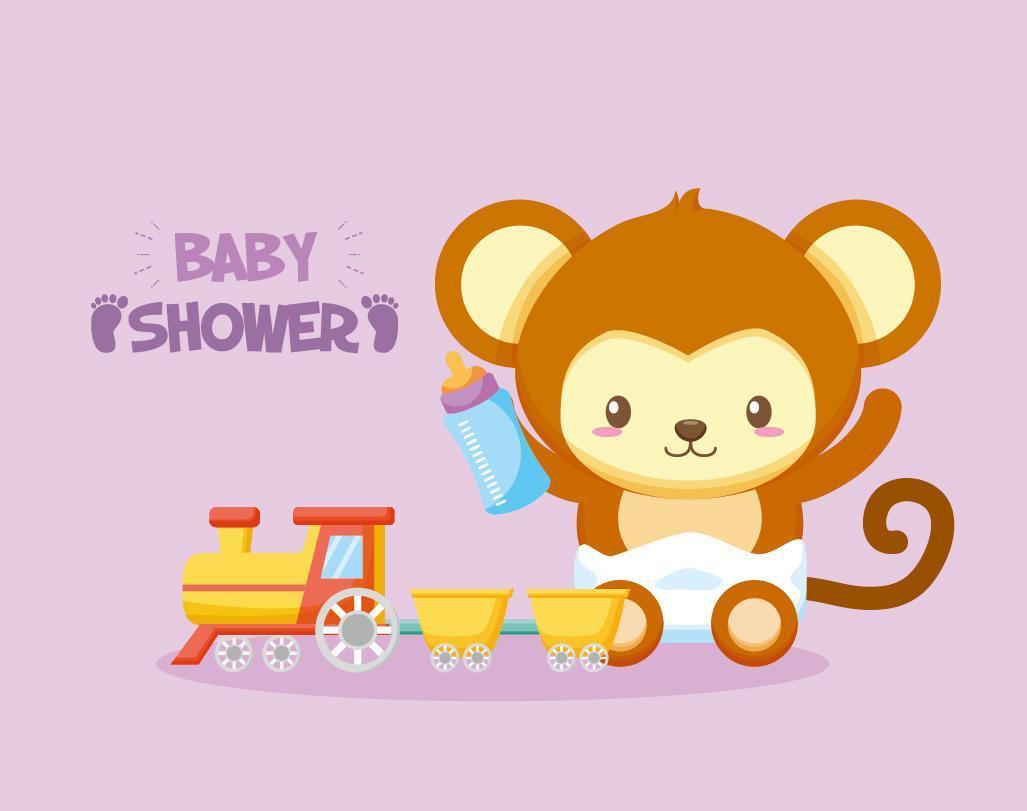 tarjeta de baby shower con mono lindo vector