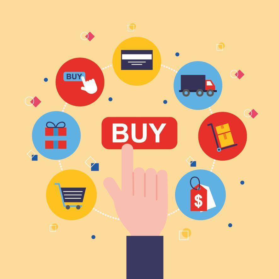 Bundle of online shopping technology icons vector