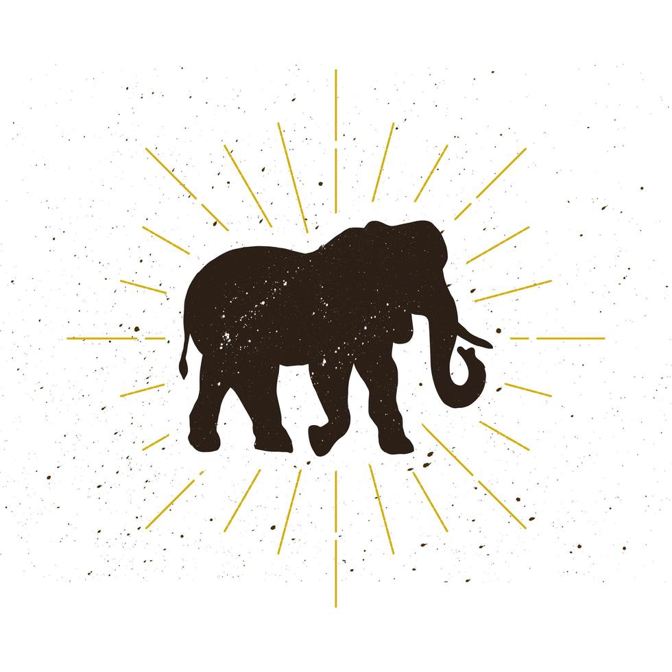 logotipo de silueta de elefante retro vector