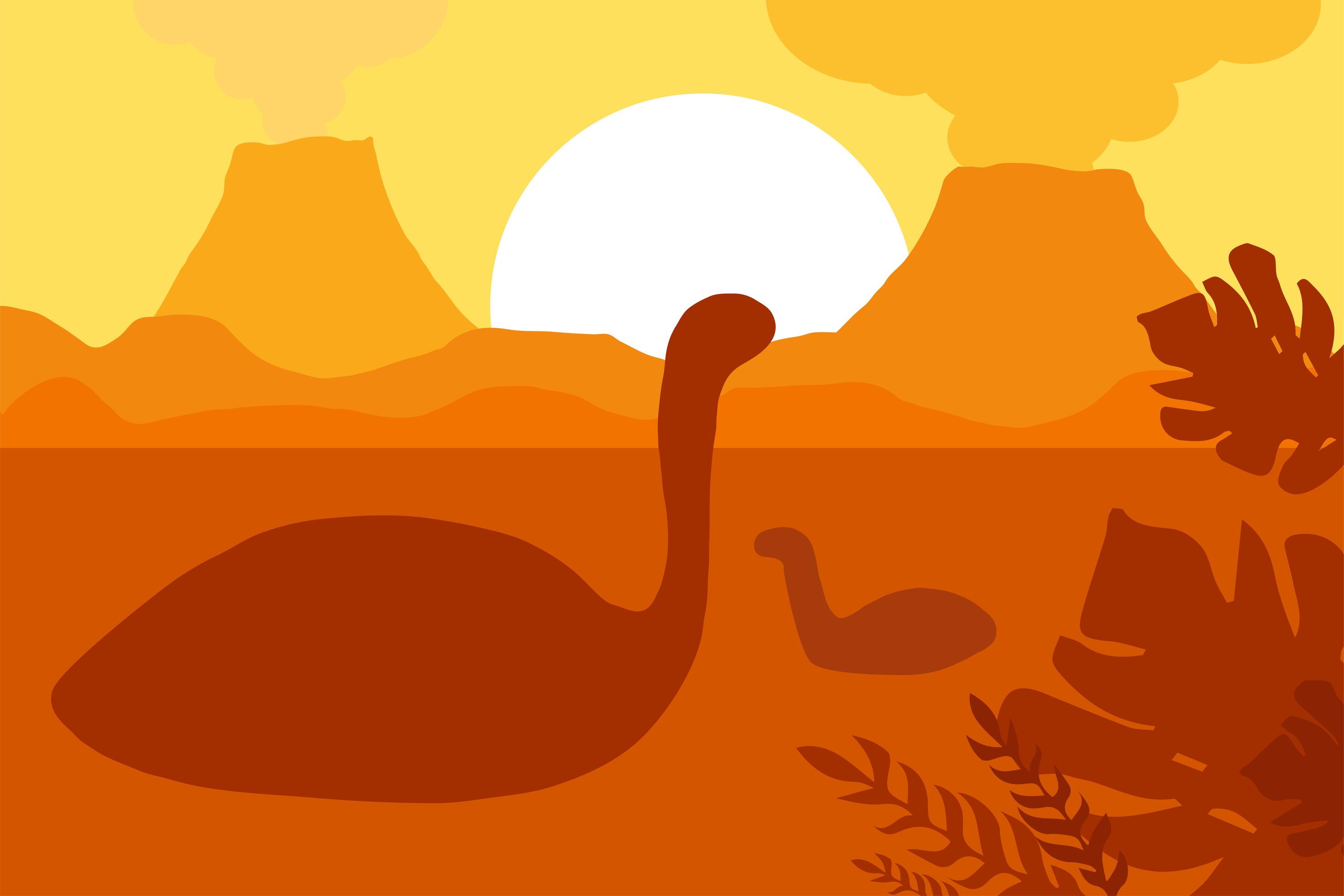 Floating dinosaurs near volcanoes - Download Free Vectors, Clipart Graphics & Vector Art
